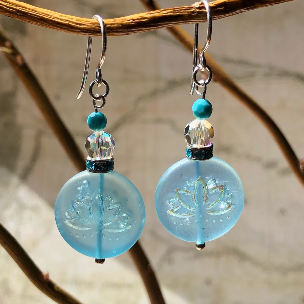 Blue Lotus Earrings - Lotus Jewelry, Yoga